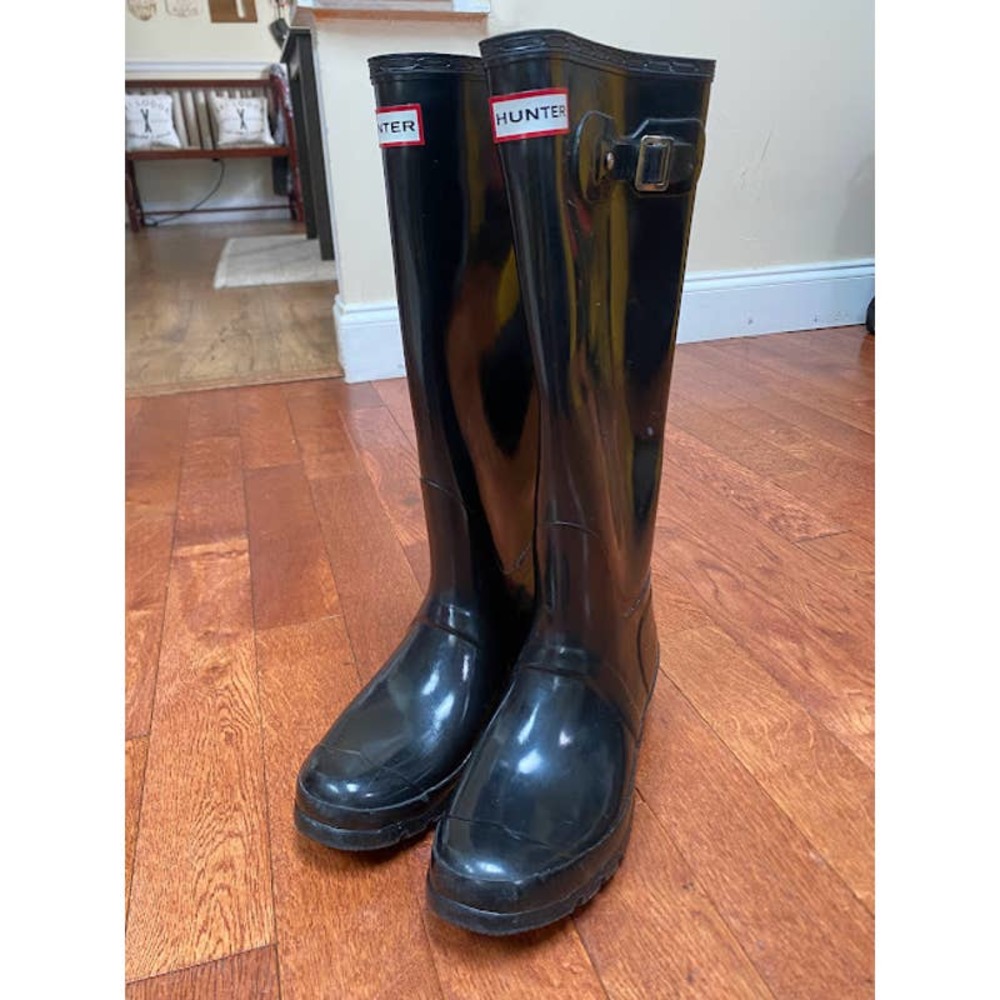 Hunter Original Gloss Black High Knee Boot, Size 8